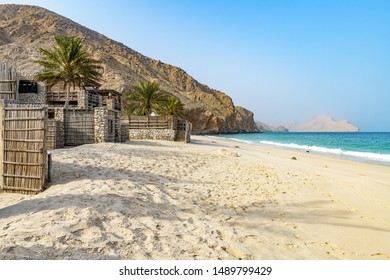 Zighy Bay, Oman - August 14, 2019: Omani Coast Landscape in Zighy Bay, Musandam, Oman.