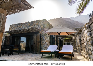Zighy Bay, Oman - August 14, 2019: Zighy Bay Resort in Musandam, Oman.