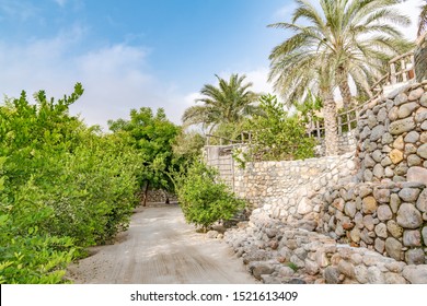 Zighy Bay, Oman - August 15, 2019: Omani Oasis at Zighy Bay in Musandam, Oman.