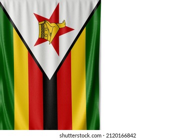 Zimbabwe flag isolated on white background. Close up of the Zimbabwe flag. flag symbols of Zimbabwean.