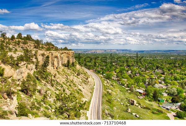 Zimmerman trail as it winds up the rim rocks on\
the West end of Billings,\
Montana.