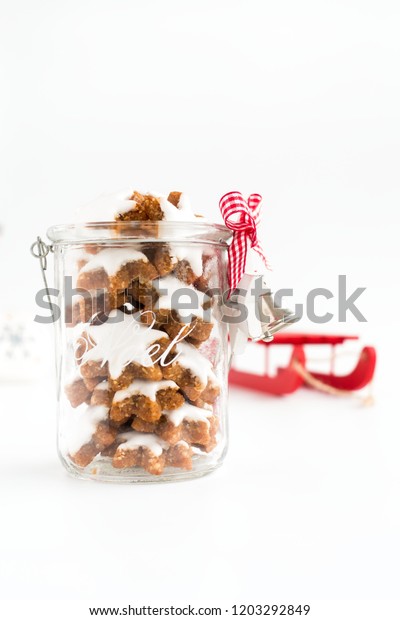 Zimtsterne German Christmas Cookies Glass Jar Stock Photo Edit