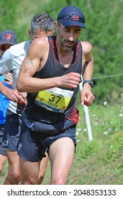 Zinal, SWITZERLAND - AUGUST 7: Elite Runner, Cesar COSTA (SWI) In The Sierre-Zinal World ChampionshipTrail Race:  August 7, 2021 In Zinal, Switzerland