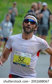 Zinal, SWITZERLAND - AUGUST 7: Elite Runner, EGEA CACERES (ESP) In The Sierre-Zinal World ChampionshipTrail Race:  August 7, 2021 In Zinal, Switzerland