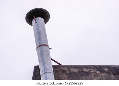 Zinc Pipes Attached To The Wall Of The House For Fume Extractor.