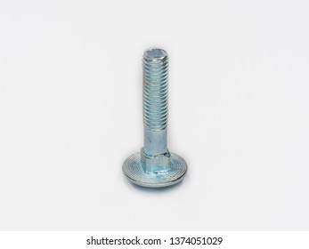 Zinc Plated Square Neck Round Head Metric Screw Bolt On White.