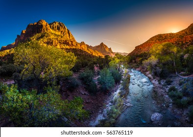 Zion National Park Fall Colors At Sunset