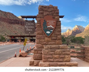 Zion National Park Main Sign At Entrance