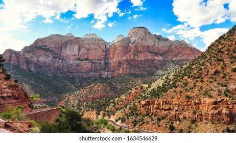 Zion National Park is a southwest Utah nature preserve distinguished by Zion Canyon’s steep red cliffs. Zion Canyon Scenic Drive cuts through its main section. - Shutterstock ID 1634546629