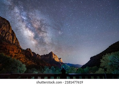 Zion National Park Stars And Milky Way Over The Watchman