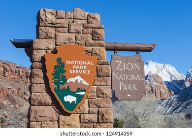 The Zion National Park In Utah On Winter