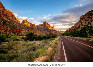 Zion national park, Utha on the road side - Powered by Shutterstock