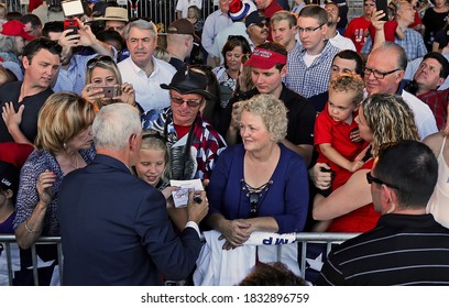 Zionsville, Indiana, USA, July 16, 2016
Indiana Governor Mike Pence Signs An Autograph For One Of His Supporters On His Return To Indiana As The Official Republican Vice Presidential Candidate 