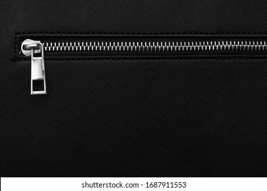 Zip fastener on black women's handbag with copy space - Shutterstock ID 1687911553