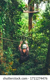 Zip line adventure in rainforest tropical jungle. - Shutterstock ID 1711274476