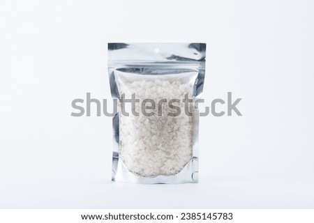 Zip lock packaging for salt on the whitebackground.