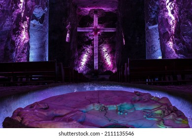 Zipaquira – Colombia – October 2014 –  Architectural Detail Of The Salt Cathedral Of Zipaquirá, An Underground Roman Catholic Church Built Within The Tunnels Of A Salt Mine 200 Metres Underground