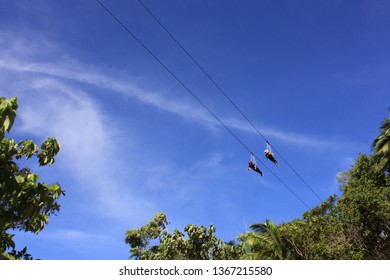 Zipline Over Loboc River In The Philippines