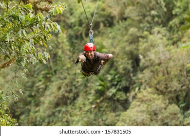 Zipline Zip Fly Line Zipline Adventure In Ecuadorian Rainforest Banos De Agua Santa Zipline Zip Fly Line Sport Canopi Tree Vacation Danger Vegetation Nature Active Canopy Outdoor Adventure Rainforest