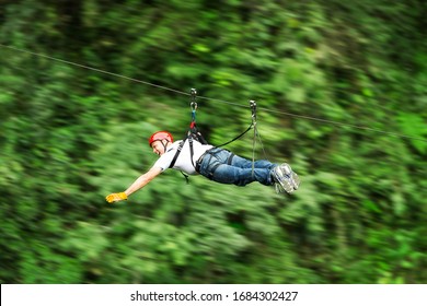 Zipline Zip Line Adventure Forest Security Flying Speed Zipline Motion Blurred Image Ecuadorian Andes Zipline Zip Line Adventure Forest Security Flying Speed Trip Race Courage Timber Rapid Danger Vege