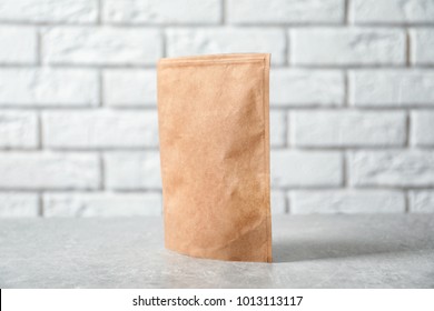 Ziploc Paper Bag On Table. Mockup For Design