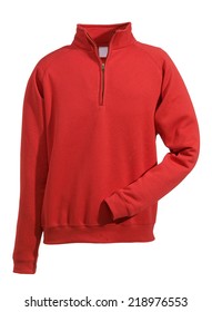 Zipper Sweatshirt Red Isolated On White Background