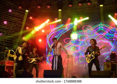 Ziro, Arunachal / India: 28 Th Sept 2019: The NION Music Band Of Shillong During Stage Performance In Ziro Festival Of Music (ZFM 2019). Translation- Ziro/ Shillong- A Place In Arunachal And Megalaya.