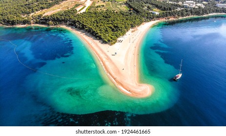 Zlatni Rat Beach From Above In Croatia 