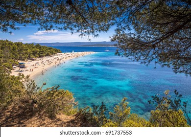 Zlatni Rat Beach On Brac Island In Croatia.