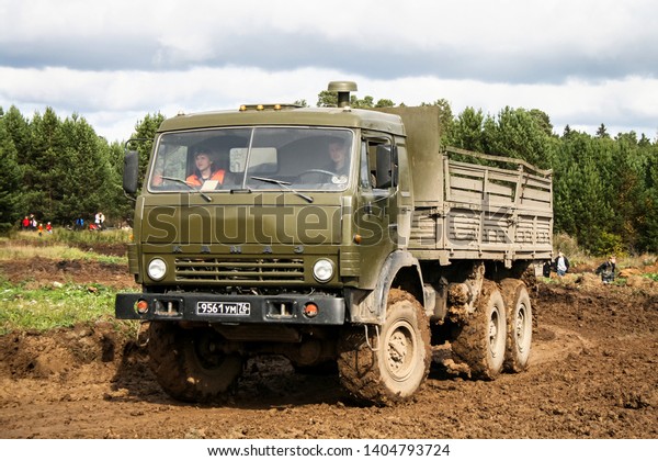Zlatoust, Russia - September 26, 2009:\
Off-road truck KAMAZ 4310 at the\
countryside.