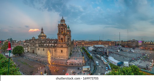 Zocalo Square And Metropolitan Cathedral Of Mexico City 