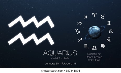 Zodiac Sign Aquarius Cool Astrologic Infographics Stock Photo 357641894 ...