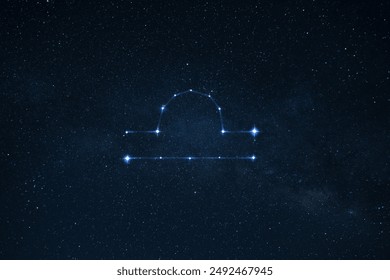 Zodiac sign libra on the night starry sky with stars. Astrology, concept - Powered by Shutterstock