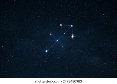 Zodiac sign sagittarius on the night starry sky with stars. Astrology, concept