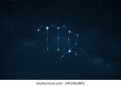 Zodiac sign Virgo on the night starry sky with stars. Astrology, concept