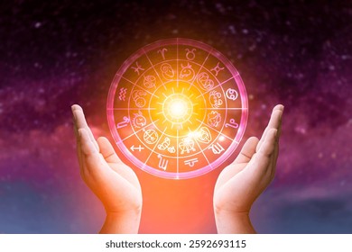 Zodiac signs and astrology with constellations, concepts, predictions, horoscopes, beliefs