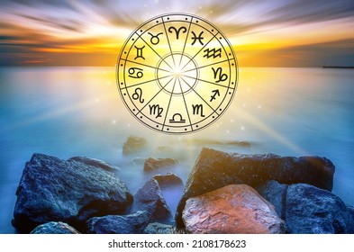 Zodiac Signs Inside Of Horoscope Circle Astrology And Horoscopes Concept