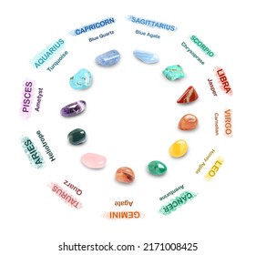 Zodiac Signs Their Gemstones On White Stock Photo 2171008425 | Shutterstock