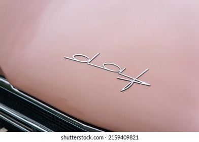 ZOETERMEER, NETHERLANDS - Dec 04, 2021: A closeup of a pink DAF Daffodil classic car