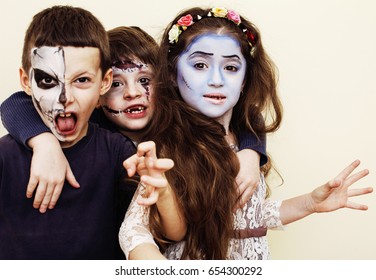 zombie apocalypse kids concept. Birthday party celebration facep