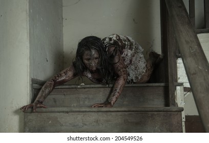 Zombie Girl In Haunted House Scary