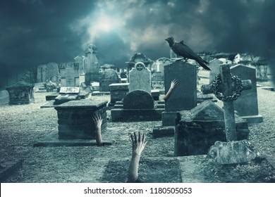 Zombie Hand Rising Out Of Grave