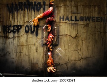 Zombie Hand Through The Door, Useful For Some Halloween Concept 