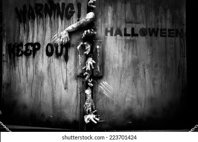 Zombie Hand Through The Door, Useful For Some Halloween Concept