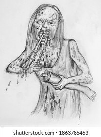 Zombie Lady Eating A Severed Leg