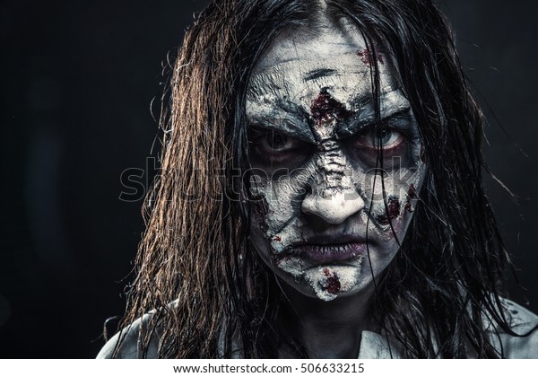 Zombie Woman Bloody Face Stock Photo Edit Now 506633215