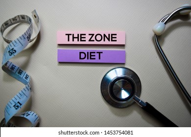 The Zone Diet Text On Sticky Notes. Top View Isolated On Office Desk. Healthcare/Medical Concept