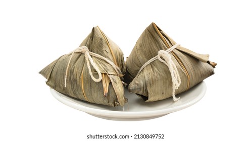 Zongzi, rice dumpling - Design concept of famous food in duanwu dragon boat festival with clipping path, cut out, isolated on white background