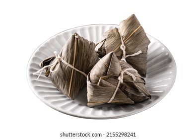 Zongzi, rice dumpling - Design concept of famous food in duanwu dragon boat festival with clipping path, cut out, isolated on white background