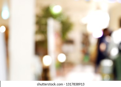 Zoom Background Or A Virtual Background: Abstract Blur Exhibition Hall Event Background Light Bokeh In Airport Shop - Image